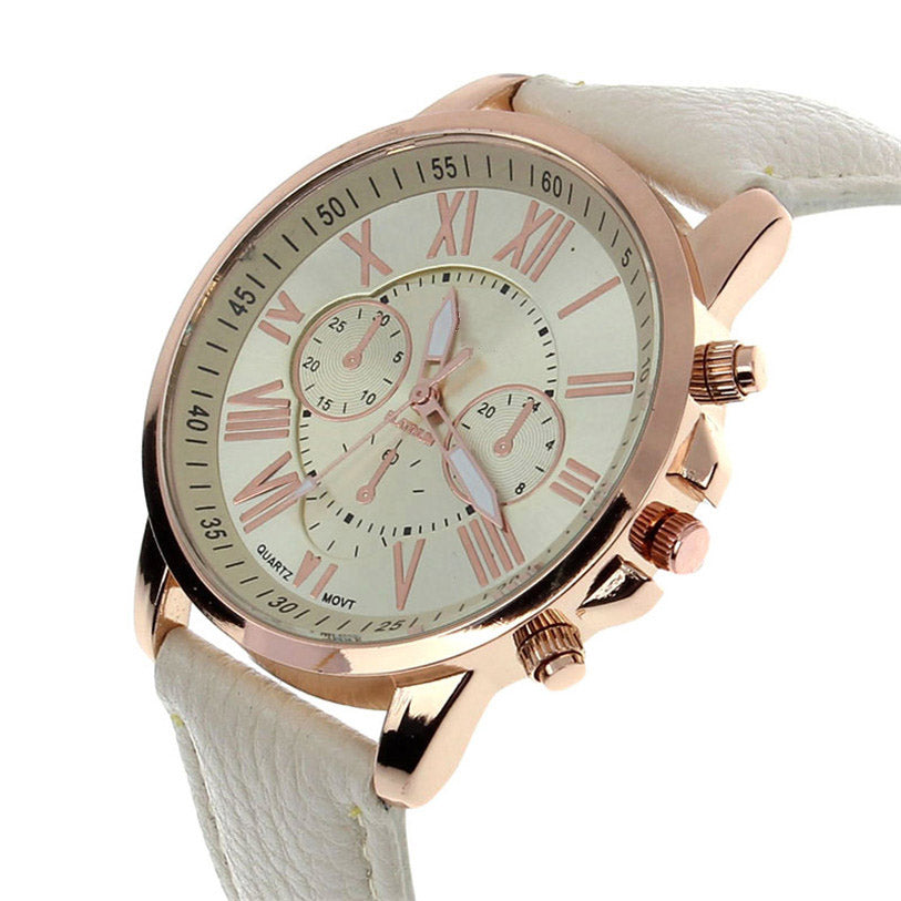 Fashion Roman Numerals Faux Leather Analog Quartz Women Wrist Watch Free Dropping Wholesale relojes hombre 2017 au3 - watchwomen