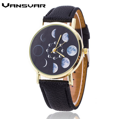 Vansvar Moon Phase Astronomy Space Watch Relogio Feminino Fashion Women Quartz Watch Casual Luxury Watches Hot Selling 1766 - watchwomen