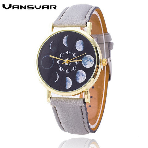 Vansvar Moon Phase Astronomy Space Watch Relogio Feminino Fashion Women Quartz Watch Casual Luxury Watches Hot Selling 1766 - watchwomen