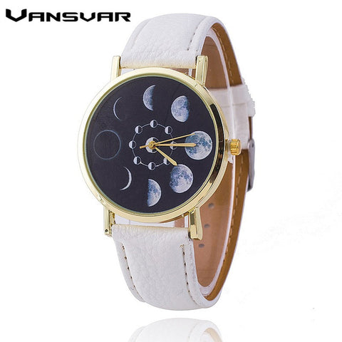 Vansvar Moon Phase Astronomy Space Watch Relogio Feminino Fashion Women Quartz Watch Casual Luxury Watches Hot Selling 1766 - watchwomen