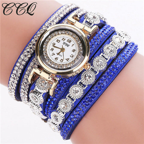 CCQ Brand Fashion Luxury Rhinestone Bracelet Watch Ladies Quartz Watch Casual Women Wristwatch Relogio Feminino C43 - watchwomen