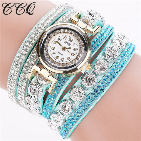 CCQ Brand Fashion Luxury Rhinestone Bracelet Watch Ladies Quartz Watch Casual Women Wristwatch Relogio Feminino C43 - watchwomen