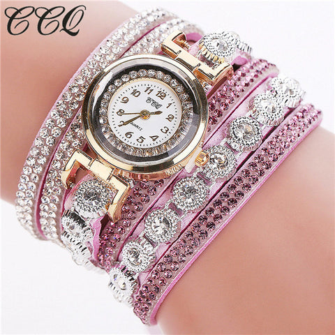 CCQ Brand Fashion Luxury Rhinestone Bracelet Watch Ladies Quartz Watch Casual Women Wristwatch Relogio Feminino C43 - watchwomen