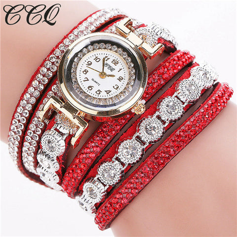 CCQ Brand Fashion Luxury Rhinestone Bracelet Watch Ladies Quartz Watch Casual Women Wristwatch Relogio Feminino C43 - watchwomen