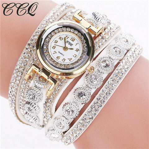 CCQ Brand Fashion Luxury Rhinestone Bracelet Watch Ladies Quartz Watch Casual Women Wristwatch Relogio Feminino C43 - watchwomen