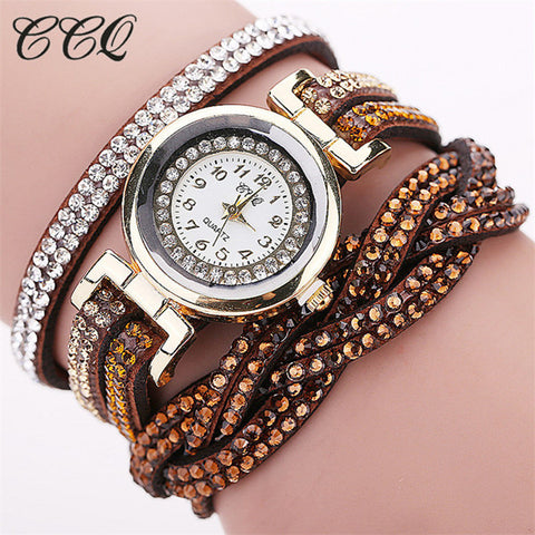 CCQ Brand Fashion Luxury Rhinestone Bracelet Women Watch Ladies Quartz Watch Casual Women Wristwatch Relogio Feminino 1739 - watchwomen