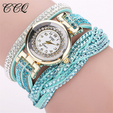 CCQ Brand Fashion Luxury Rhinestone Bracelet Women Watch Ladies Quartz Watch Casual Women Wristwatch Relogio Feminino 1739 - watchwomen