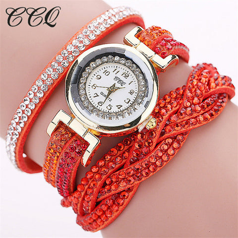 CCQ Brand Fashion Luxury Rhinestone Bracelet Women Watch Ladies Quartz Watch Casual Women Wristwatch Relogio Feminino 1739 - watchwomen