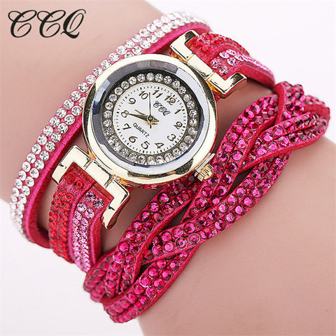 CCQ Brand Fashion Luxury Rhinestone Bracelet Women Watch Ladies Quartz Watch Casual Women Wristwatch Relogio Feminino 1739 - watchwomen