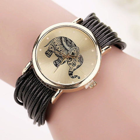 New Women Leather Bracelet Watches Fashion Casual Elephant Wrist Watches Relojes Mujer Relogio Feminino Clock 2015 BW1687 - watchwomen