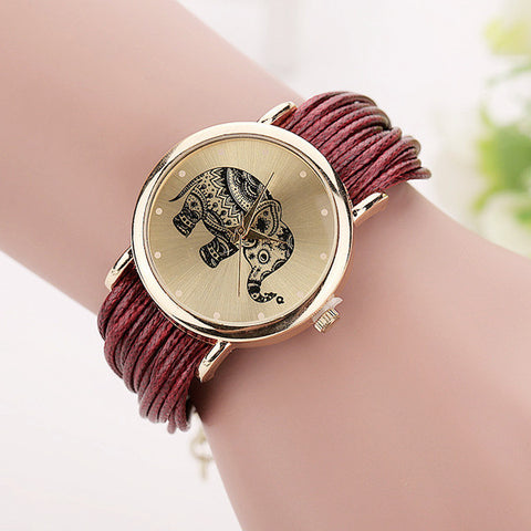 New Women Leather Bracelet Watches Fashion Casual Elephant Wrist Watches Relojes Mujer Relogio Feminino Clock 2015 BW1687 - watchwomen