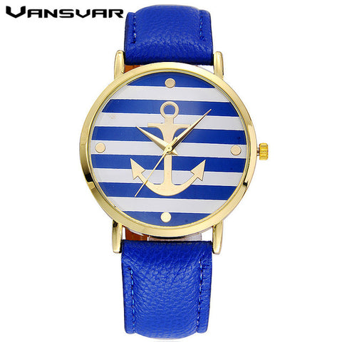 Vansvar Brand Fashion Leather strap Anchor Watches Casual Women Wristwatch Luxury Quartz Watch Relogio Feminino Gift 898 - watchwomen