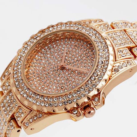 Ladies Fashion Quartz Watch Women Rhinestone Leather Casual Dress Women's Watch Rose Gold Crystal reloje mujer 2016 montre femme - watchwomen