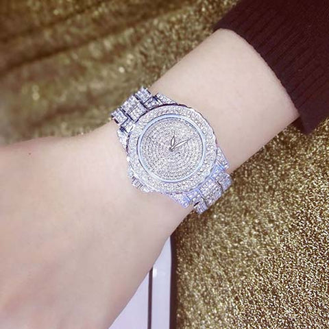 Ladies Fashion Quartz Watch Women Rhinestone Leather Casual Dress Women's Watch Rose Gold Crystal reloje mujer 2016 montre femme - watchwomen
