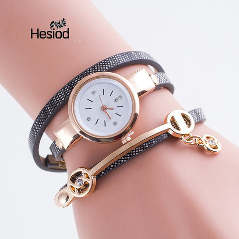 New Fashion Women Bracelet Watch Gold Quartz Gift Watch Wristwatch Women Dress Leather Casual Bracelet Watches Wholesale - watchwomen