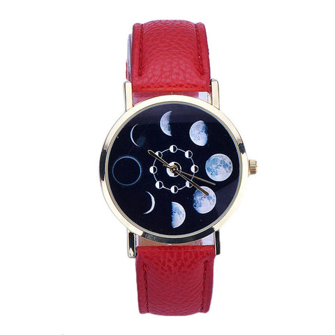 Relogio Feminino 2017 Moon Phase Astronomy Watch Women Lunar Eclipse Pattern Leather Analog Quartz Wrist Watch  Casual Leather - watchwomen