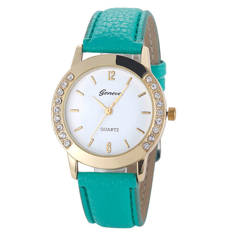Relojes Mujer Women Diamond Analog Leather Quartz Wrist Watch Watches,business,Classic,simple,Girl,round,luxury Dress Clock M - watchwomen