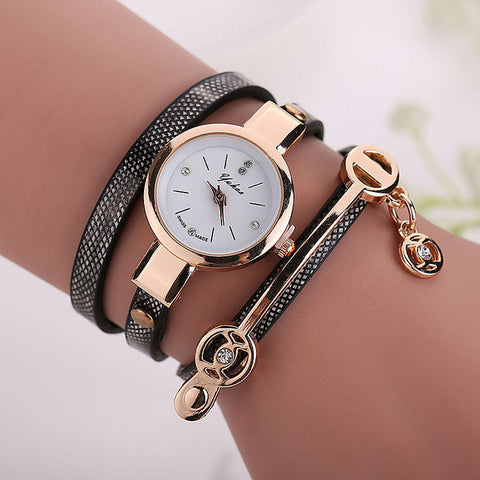 MINHIN Creative Braided Rope Bracelet Watches For Women PU Leather Multi Layers Quartz Wristwatches Pretty Women Dress Watch - watchwomen