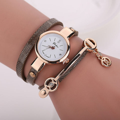 MINHIN Creative Braided Rope Bracelet Watches For Women PU Leather Multi Layers Quartz Wristwatches Pretty Women Dress Watch - watchwomen
