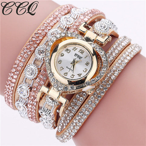 CCQ Brand Fashion Luxury Rhinestone Bracelet Watch Ladies Quartz Watch Casual Women Wrist Watch Relogio Feminino Gift C99 - watchwomen