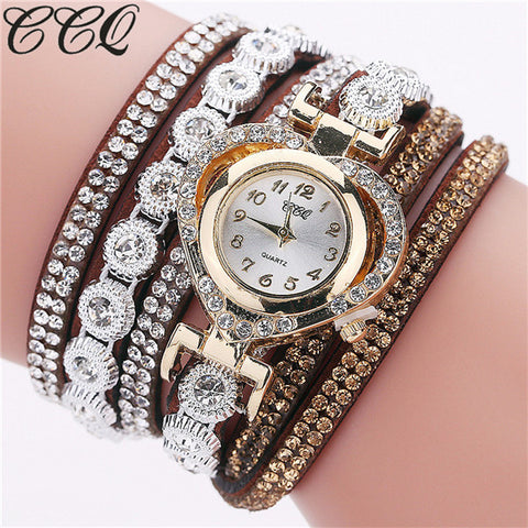 CCQ Brand Fashion Luxury Rhinestone Bracelet Watch Ladies Quartz Watch Casual Women Wrist Watch Relogio Feminino Gift C99 - watchwomen
