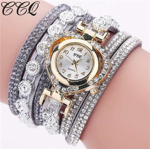 CCQ Brand Fashion Luxury Rhinestone Bracelet Watch Ladies Quartz Watch Casual Women Wrist Watch Relogio Feminino Gift C99 - watchwomen