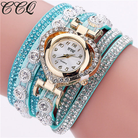 CCQ Brand Fashion Luxury Rhinestone Bracelet Watch Ladies Quartz Watch Casual Women Wrist Watch Relogio Feminino Gift C99 - watchwomen