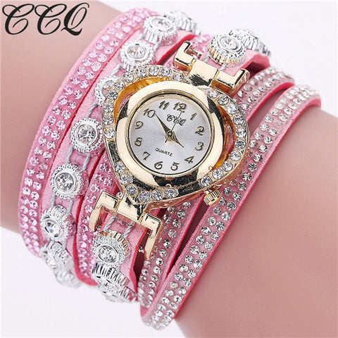CCQ Brand Fashion Luxury Rhinestone Bracelet Watch Ladies Quartz Watch Casual Women Wrist Watch Relogio Feminino Gift C99 - watchwomen
