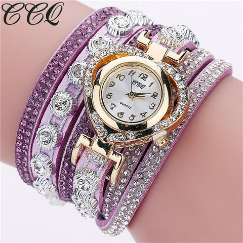 CCQ Brand Fashion Luxury Rhinestone Bracelet Watch Ladies Quartz Watch Casual Women Wrist Watch Relogio Feminino Gift C99 - watchwomen