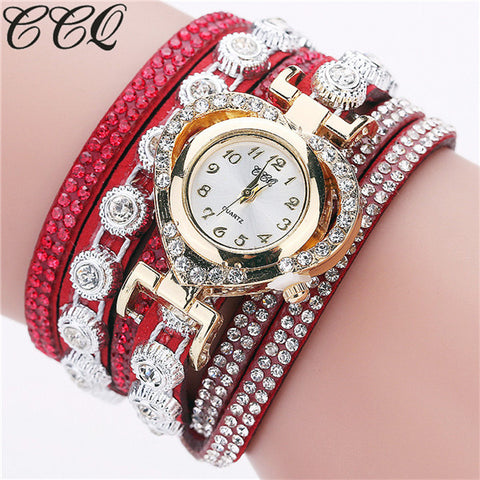 CCQ Brand Fashion Luxury Rhinestone Bracelet Watch Ladies Quartz Watch Casual Women Wrist Watch Relogio Feminino Gift C99 - watchwomen