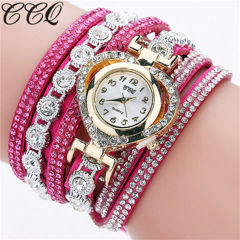 CCQ Brand Fashion Luxury Rhinestone Bracelet Watch Ladies Quartz Watch Casual Women Wrist Watch Relogio Feminino Gift C99 - watchwomen