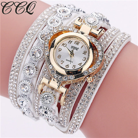 CCQ Brand Fashion Luxury Rhinestone Bracelet Watch Ladies Quartz Watch Casual Women Wrist Watch Relogio Feminino Gift C99 - watchwomen