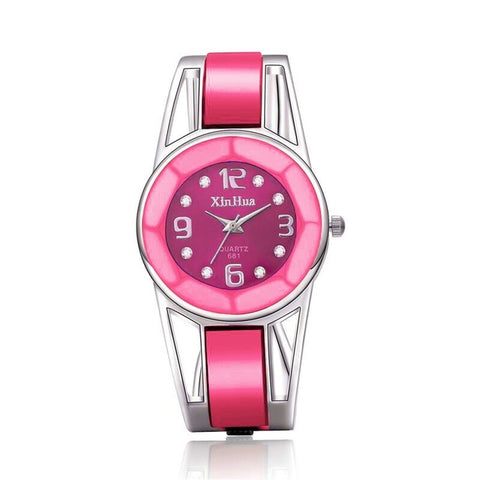 2017 Hot Sell Xinhua Bracelet Watch Women Blue Luxury Brand Stainless Steel Dial Quartz Wristwatches Ladies Fashion Watches - watchwomen
