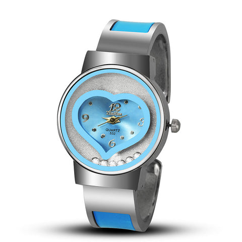 2017 New Hot Sell XINHUA Bracelet Watch Women Blue Luxury Brand Stainless Steel Dial Quartz Wristwatches Ladies Fashion Watches - watchwomen