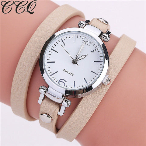 Hot Selling CCQ Brand Fashion Luxury Leather Bracelet Watch Ladies Quartz Watch Casual Women Wrist Watch Relogio Feminino 2116 - watchwomen