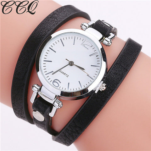 Hot Selling CCQ Brand Fashion Luxury Leather Bracelet Watch Ladies Quartz Watch Casual Women Wrist Watch Relogio Feminino 2116 - watchwomen