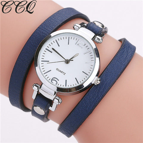 Hot Selling CCQ Brand Fashion Luxury Leather Bracelet Watch Ladies Quartz Watch Casual Women Wrist Watch Relogio Feminino 2116 - watchwomen