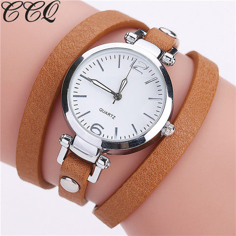 Hot Selling CCQ Brand Fashion Luxury Leather Bracelet Watch Ladies Quartz Watch Casual Women Wrist Watch Relogio Feminino 2116 - watchwomen