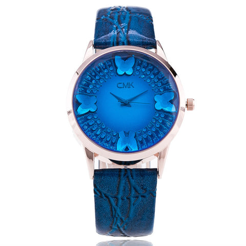 High Quality Brand Luxury Elegant Women Watches Fashion Casual Full Rhinestone Butterfly Quartz Watch Leather strap Wristwatch - watchwomen