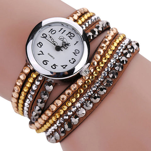 Women Luxury Rhinestone Bracelet Quartz Watch Fashion Ladies Chic Minimalist Leather Wristwatch Relogio Feminino Montre Femme - watchwomen