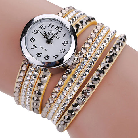 Women Luxury Rhinestone Bracelet Quartz Watch Fashion Ladies Chic Minimalist Leather Wristwatch Relogio Feminino Montre Femme - watchwomen