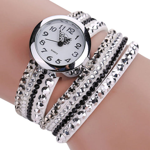 Women Luxury Rhinestone Bracelet Quartz Watch Fashion Ladies Chic Minimalist Leather Wristwatch Relogio Feminino Montre Femme - watchwomen