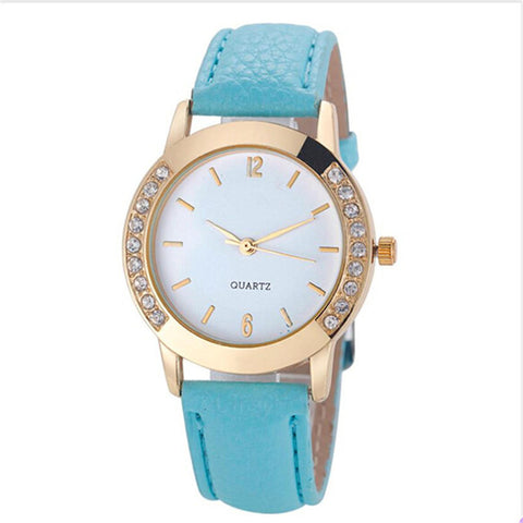 Durable 2016 Fashion women watches PU Leather Luxury Diamond watch women  Quartz Watch relogio feminino erkek kol saati - watchwomen