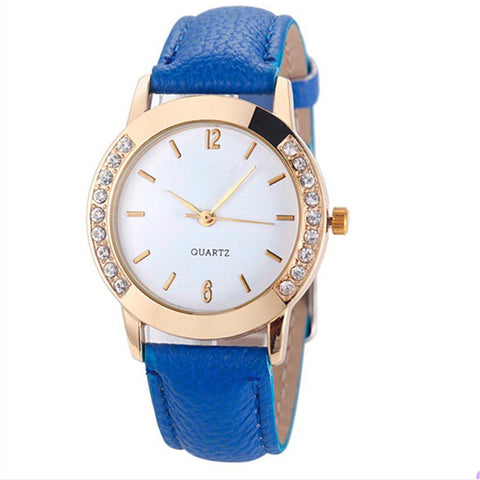 Durable 2016 Fashion women watches PU Leather Luxury Diamond watch women  Quartz Watch relogio feminino erkek kol saati - watchwomen