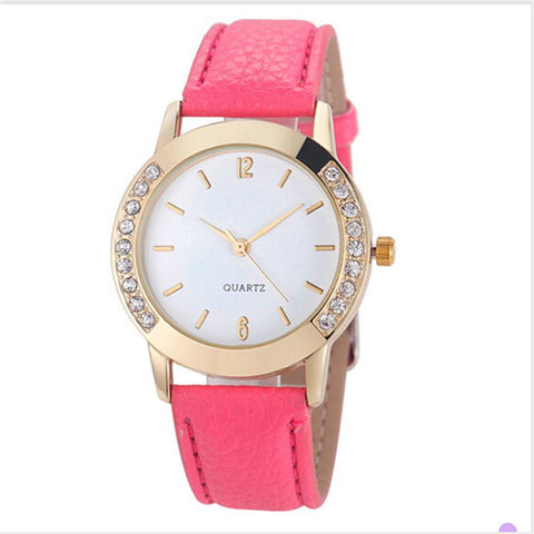 Durable 2016 Fashion women watches PU Leather Luxury Diamond watch women  Quartz Watch relogio feminino erkek kol saati - watchwomen