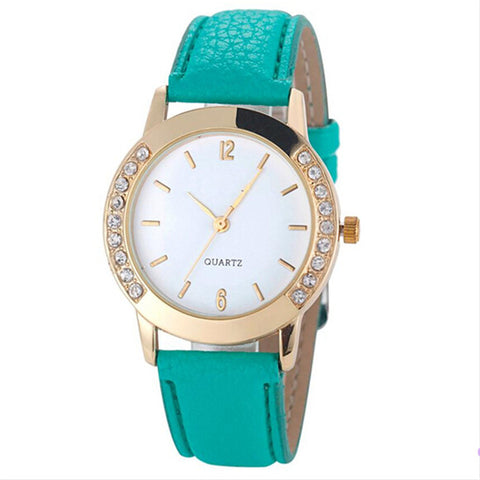Durable 2016 Fashion women watches PU Leather Luxury Diamond watch women  Quartz Watch relogio feminino erkek kol saati - watchwomen