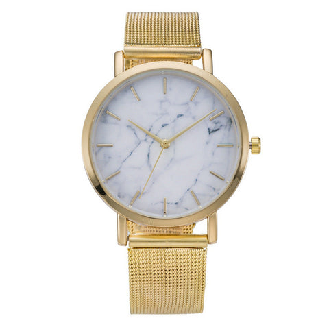Creative Marble Women Watches 2017 Top Luxury Brand Mesh Steel  Quartz Watch Women Fashion Slim Clock Relogio Feminino - watchwomen
