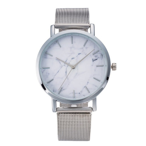 Creative Marble Women Watches 2017 Top Luxury Brand Mesh Steel  Quartz Watch Women Fashion Slim Clock Relogio Feminino - watchwomen