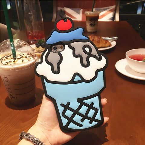3D Cartoon Ice Cream Stitch Cat Soft Silicone Back Cover For iPhone 4/4s/5/5S/5C/SE/6/6S/6 6s Plus/7/7 Plus/8/8 Plus Phone Cases - watchwomen