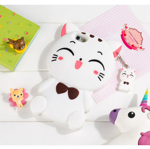 3D Cartoon Ice Cream Stitch Cat Soft Silicone Back Cover For iPhone 4/4s/5/5S/5C/SE/6/6S/6 6s Plus/7/7 Plus/8/8 Plus Phone Cases - watchwomen